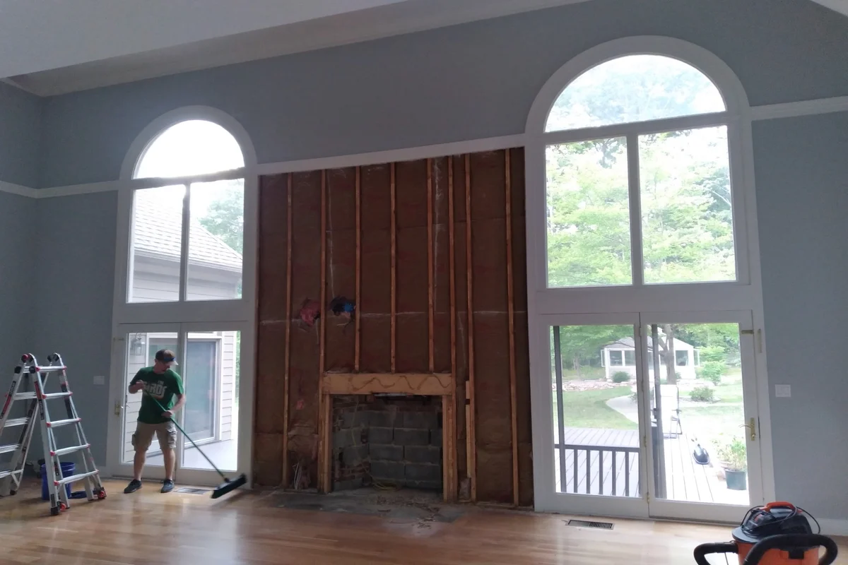 Before: Outdated fireplace in Lewisburg, PA